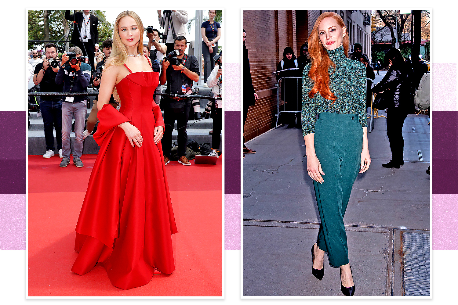 Jennifer Lawrence and Jessica Chastain prove that a Thetis (spoon) shape can pull off a variety of outfits